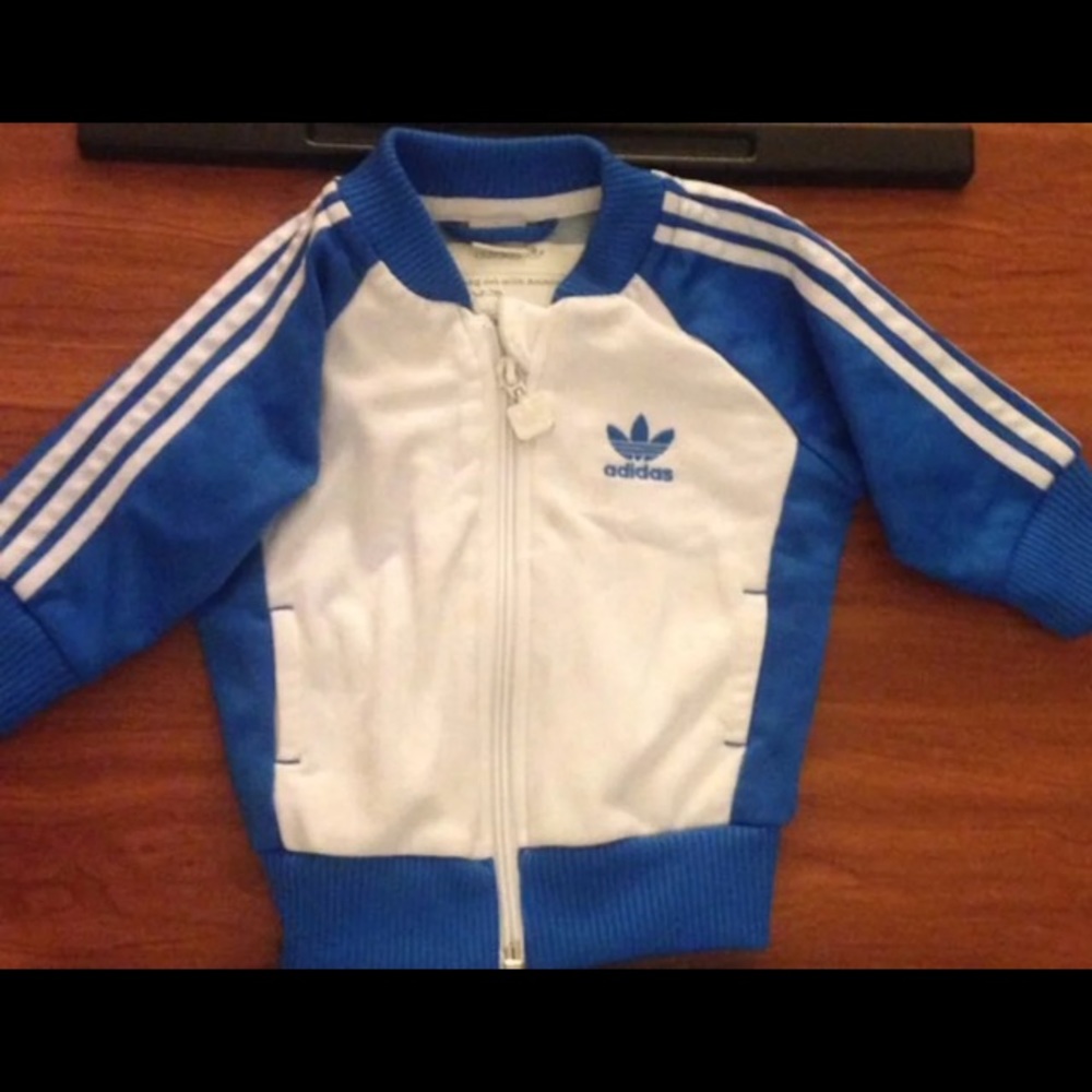 Adidas Blue & White Track Jacket Zip Up Boys 9M - Picture 3 of 4